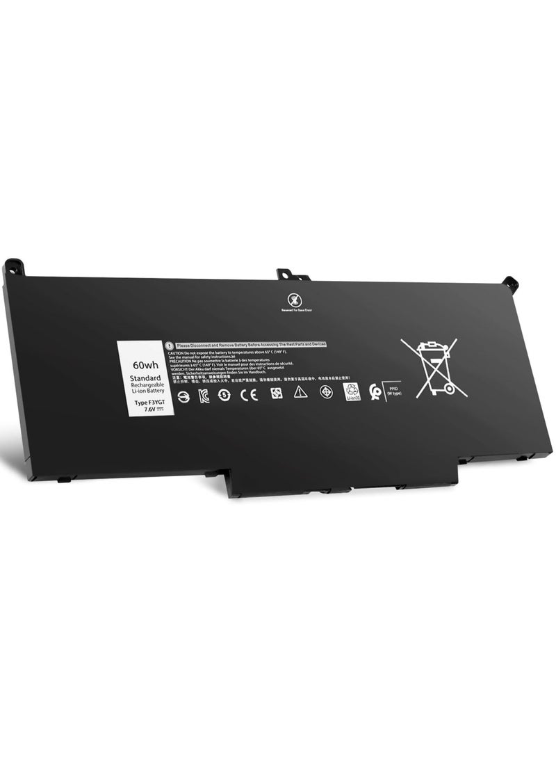 F3YGT Battery Replacement for Dell Latitude 14 7000 7480 7490 13 7000 7380 7390 12 7000 7280 7290 E7280 E7380 E7480 E7290 E7390 E7490 Series 0F3YGT 0DM3WC DM3WC 2X39G KG7VF 60Wh 7.6V