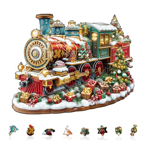 Jollitot Christmas Train Puzzles Adults Gifts Wooden 240 Pieces 134 11in - Image 1