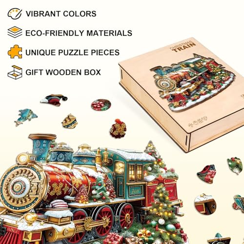 Jollitot Christmas Train Puzzles Adults Gifts Wooden 240 Pieces 134 11in - Image 5