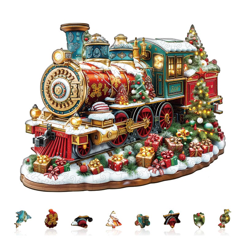 Jollitot Christmas Train Puzzles Adults Gifts Wooden 240 Pieces 134 11in - Image 3