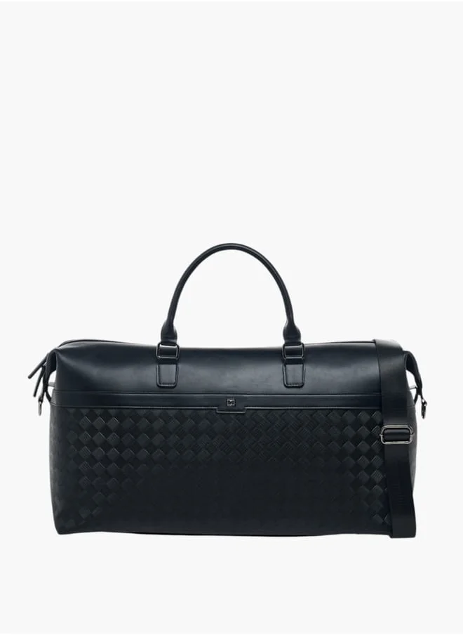 دوتشيني Men Textured Duffle Bag with Detachable Strap and Zip Closure