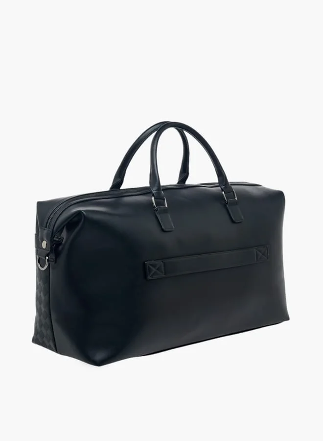 دوتشيني Men Textured Duffle Bag with Detachable Strap and Zip Closure