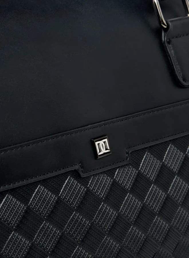 دوتشيني Men Textured Duffle Bag with Detachable Strap and Zip Closure
