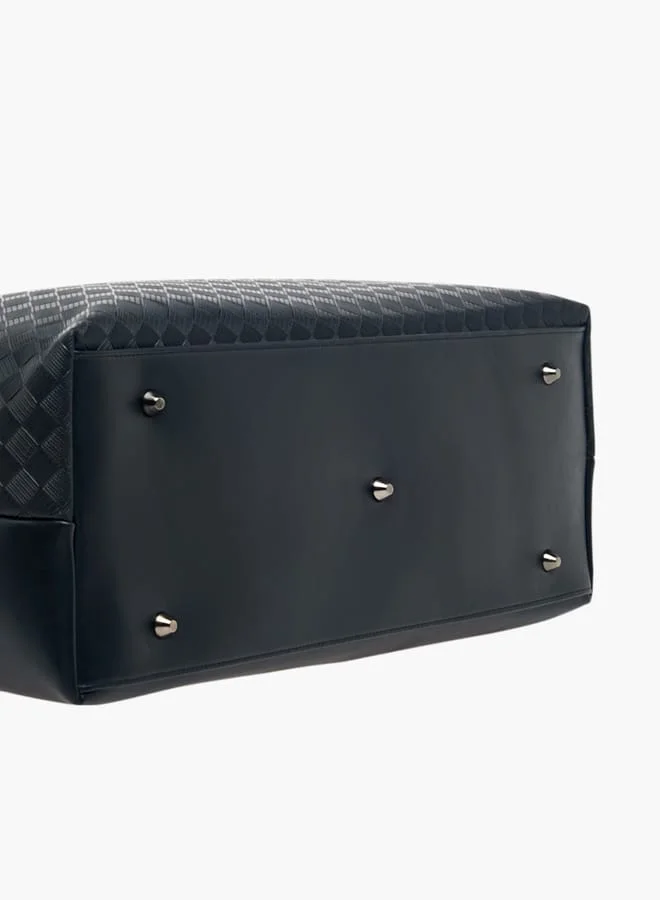 دوتشيني Men Textured Duffle Bag with Detachable Strap and Zip Closure