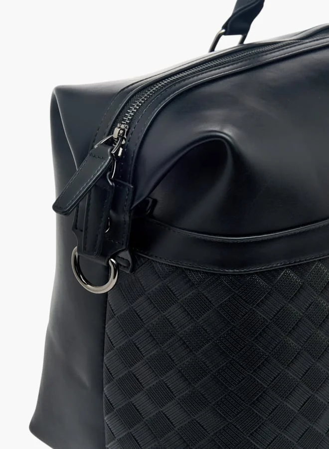 دوتشيني Men Textured Duffle Bag with Detachable Strap and Zip Closure