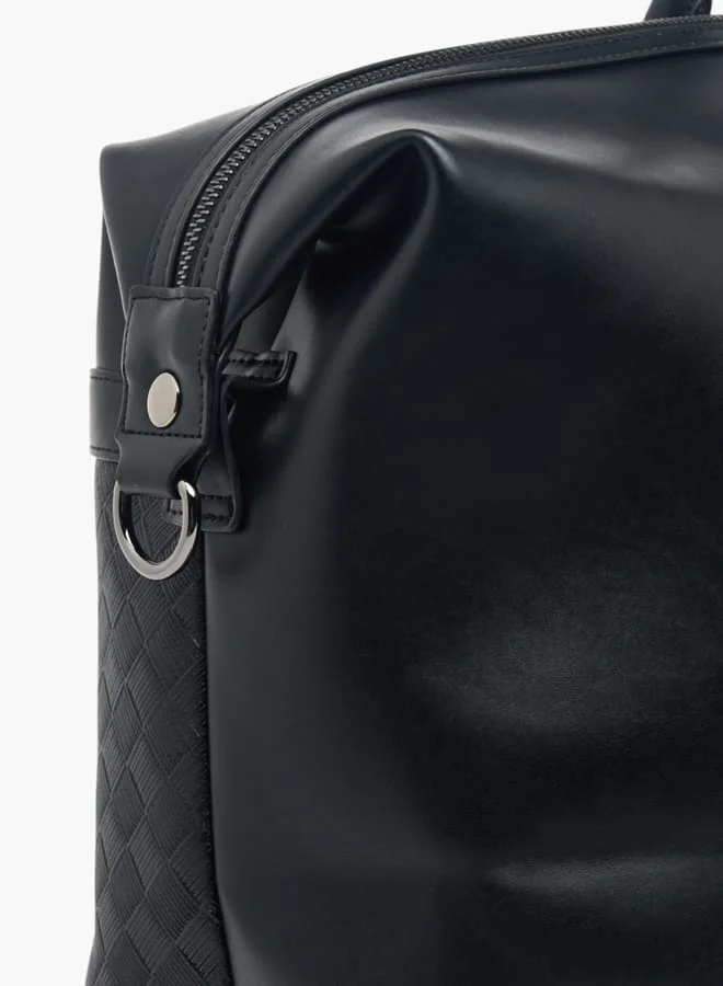 دوتشيني Men Textured Duffle Bag with Detachable Strap and Zip Closure