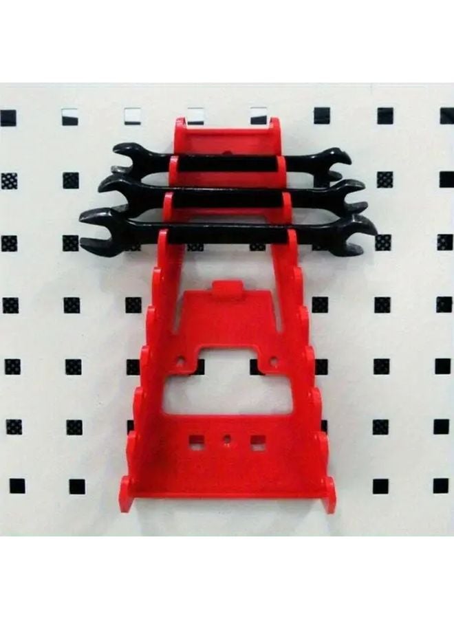 Red Tool Rack With Multiple Slots Plastic Hooks For Garage Wall Organization - Image 5