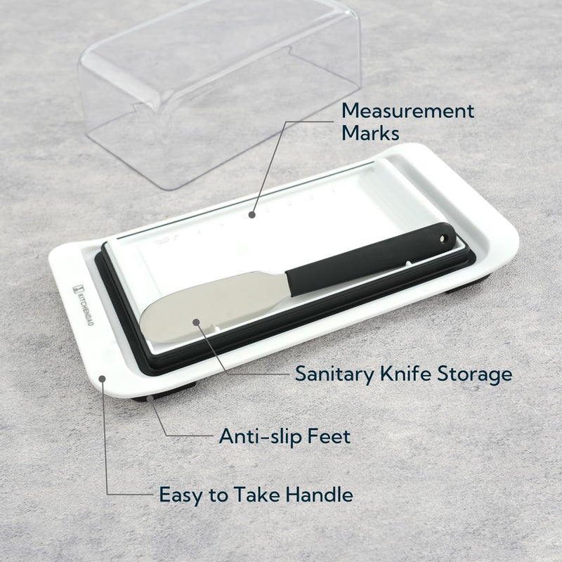 KITCHENDAO Airtight Butter Dish with Lid and Knife, Plastic Butter Container for Countertop and Refrigerator, Keeps Butter Fresh – Easy to Remove – Dishwasher Safe - Image 4