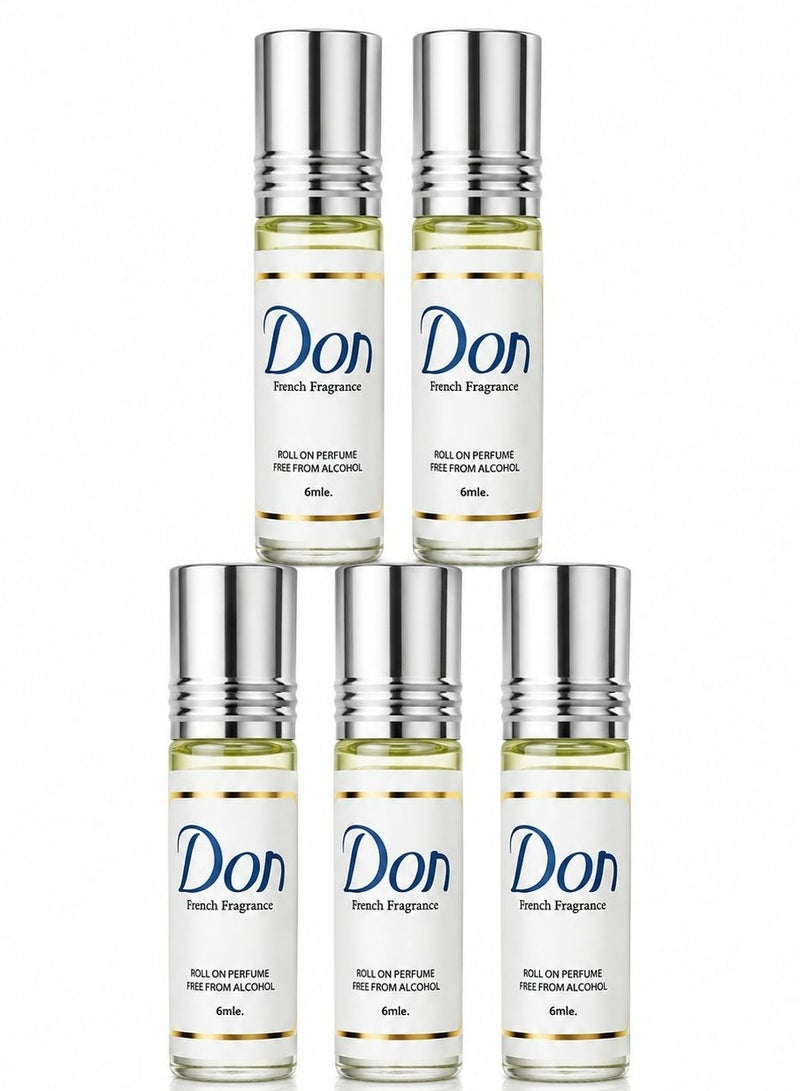 don 5 Pcs French Fragrance Roll On Perfume 5X 6ml - Image 1