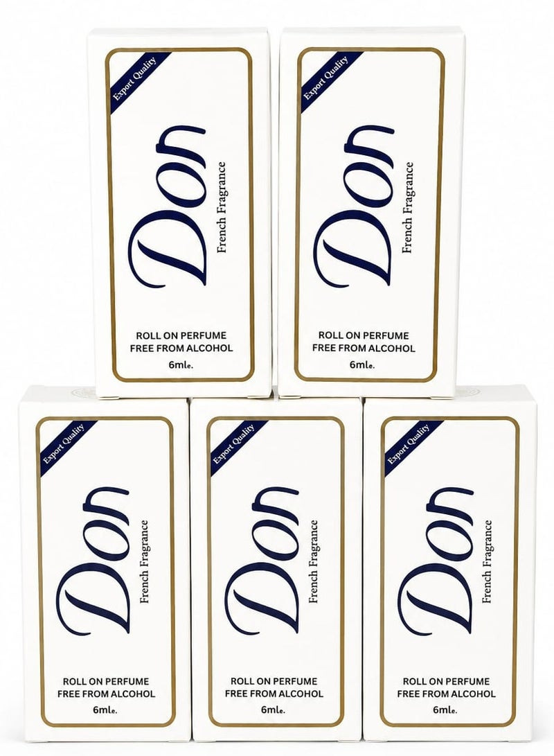 don 5 Pcs French Fragrance Roll On Perfume 5X 6ml - Image 2