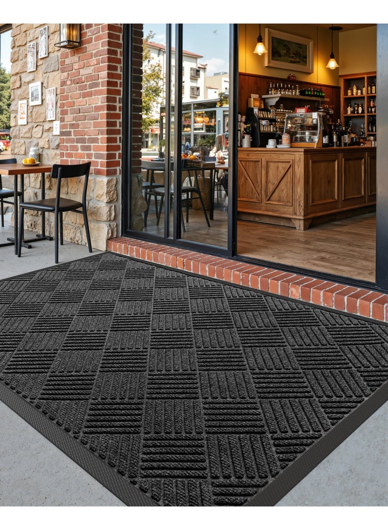 DEXI Front Door Mat Outside Entrance, 60 x 90 cm Heavy Duty Rubber Non Slip Doormat for Inside House, Entryway Exterior and Patio, Grey - Image 2