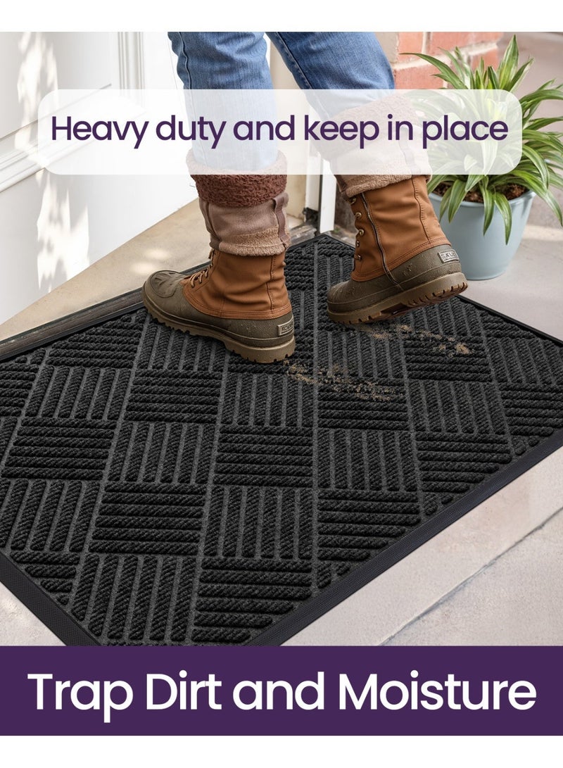 DEXI Front Door Mat Outside Entrance, 60 x 90 cm Heavy Duty Rubber Non Slip Doormat for Inside House, Entryway Exterior and Patio, Grey - Image 5