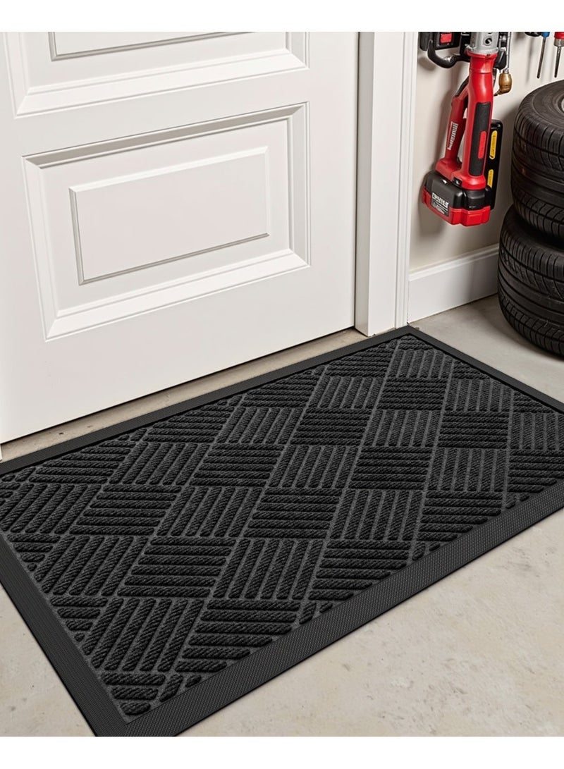 DEXI Front Door Mat Outside Entrance, 60 x 90 cm Heavy Duty Rubber Non Slip Doormat for Inside House, Entryway Exterior and Patio, Grey - Image 3