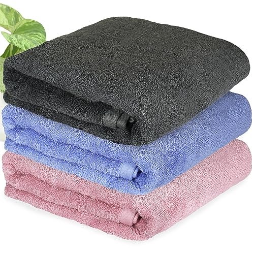 HEELIUM Bamboo Bath Towel | Lightweight & Quick Drying | Ultra Absorbent Towel | 140 x 70 cm - 400 GSM | Pack of 3 - Peach, Iris, Grey - Image 1