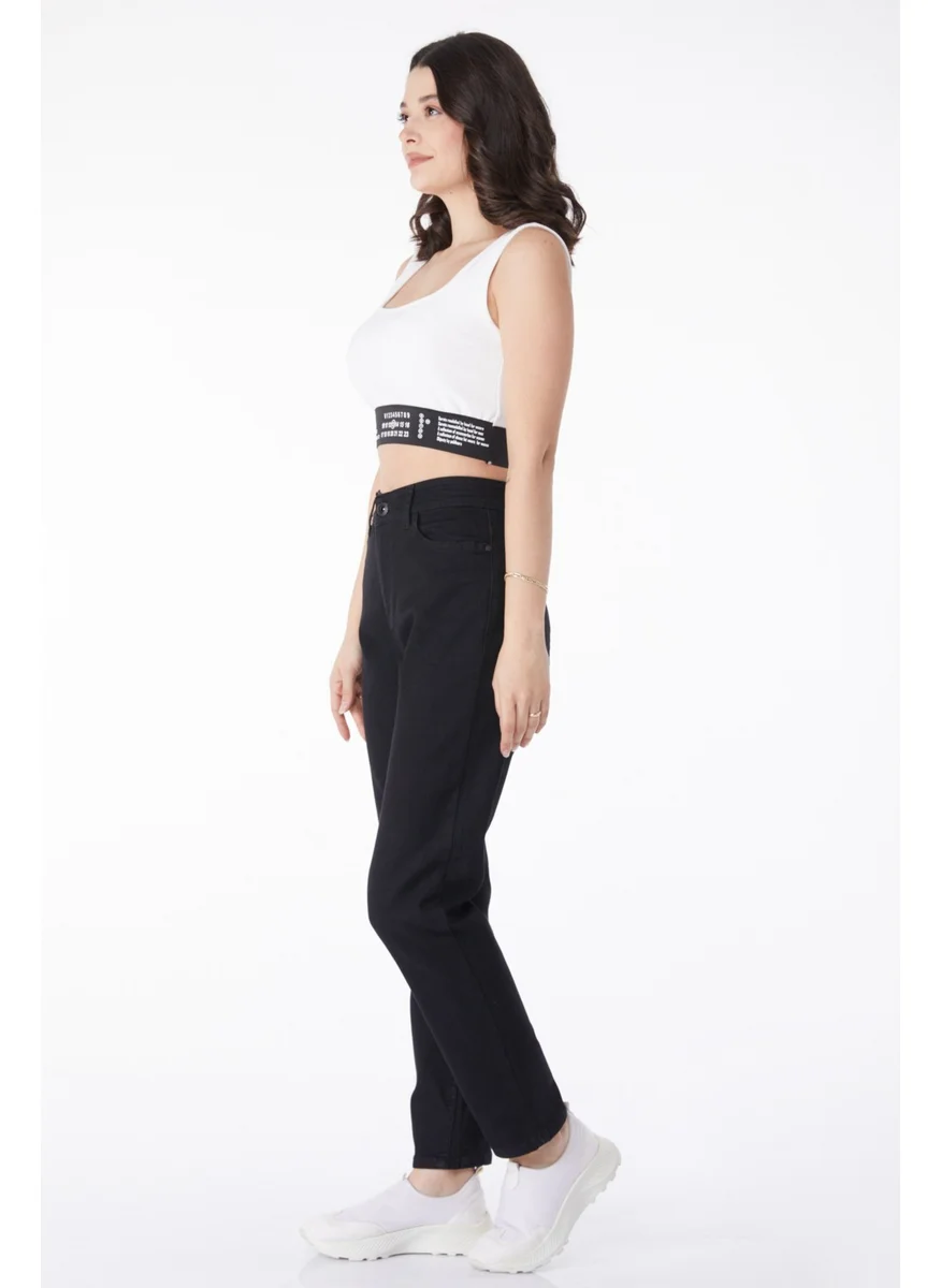 Tofisa Plain Mid Women's Black Flared Jeans - 25156
