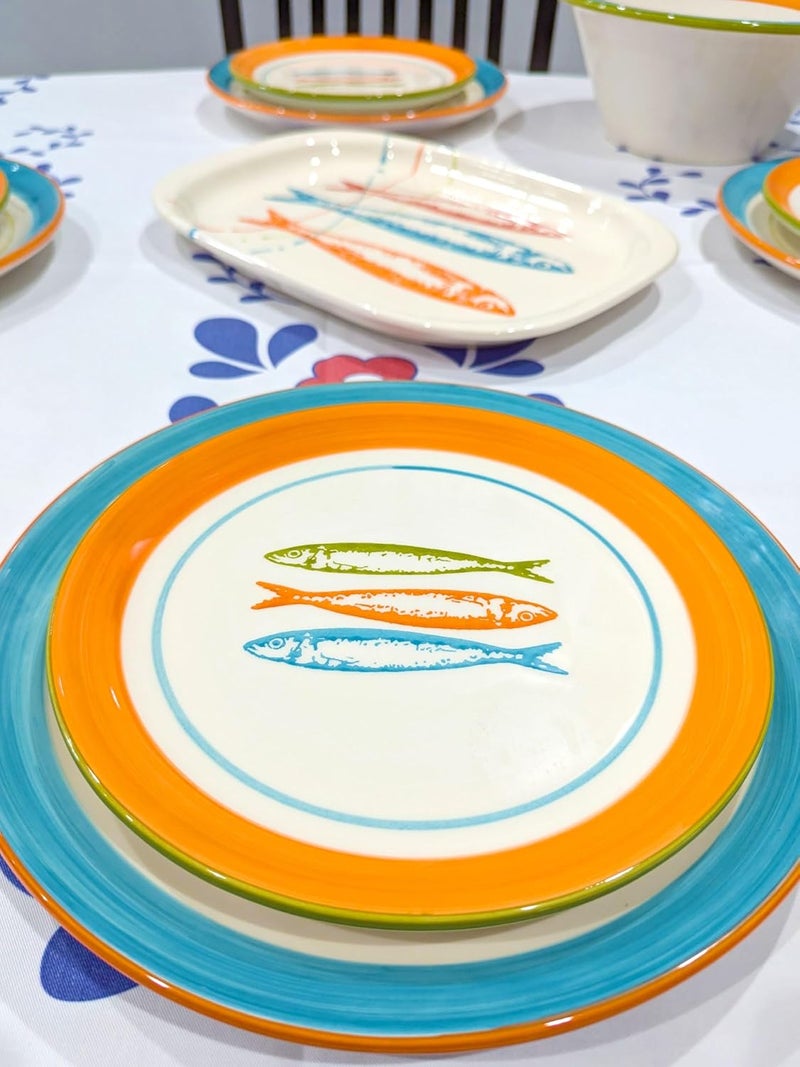Portuguese Pottery Ceramic Dessert Plate Made in Portugal  POP Sardines Orange 1 95 inches 28001201 - Image 2