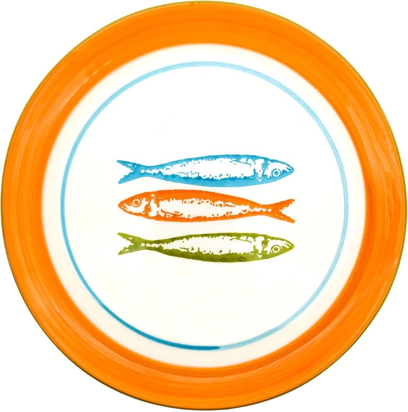 Portuguese Pottery Ceramic Dessert Plate Made in Portugal  POP Sardines Orange 1 95 inches 28001201 - Image 1
