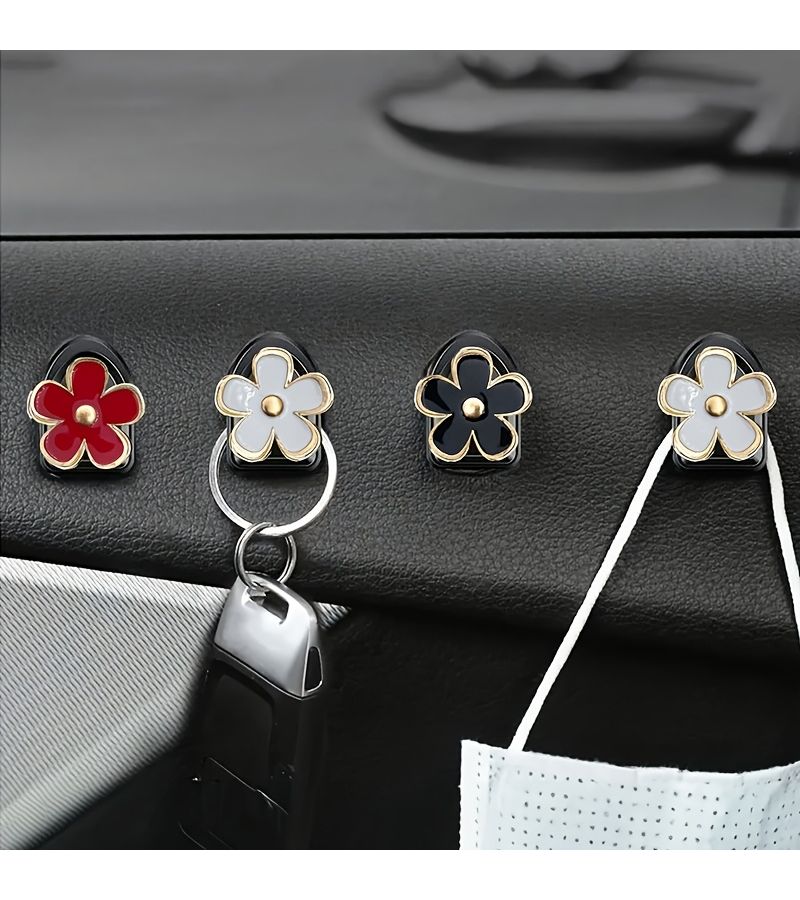 2 Pcs Black Adhesive Car Hooks for Dashboard Handbag Key Organizer Storage - Image 5