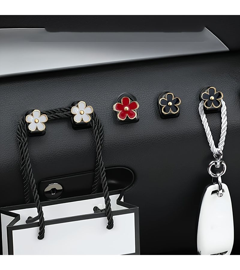 2 Pcs Black Adhesive Car Hooks for Dashboard Handbag Key Organizer Storage - Image 1
