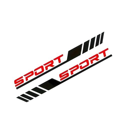 Qurbuns 2 PCS Sport Letter Car Stickers 2283 x 508 Stripe Decals for Car Door Side Waterproof ScratchResistant Vinyl Decal Universal Auto Body Side Decoration Sticker Black Red - Image 1