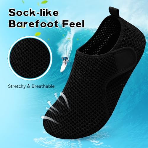 Scurtain Shower Slippers for Women Soft Diabetic Water Slipper Socks Men Wide Slip on Slippers Black Summer Beach Essentials Adult Barefoot Shoes Size - Image 3