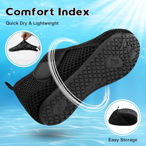 Scurtain Shower Slippers for Women Soft Diabetic Water Slipper Socks Men Wide Slip on Slippers Black Summer Beach Essentials Adult Barefoot Shoes Size - Image 5