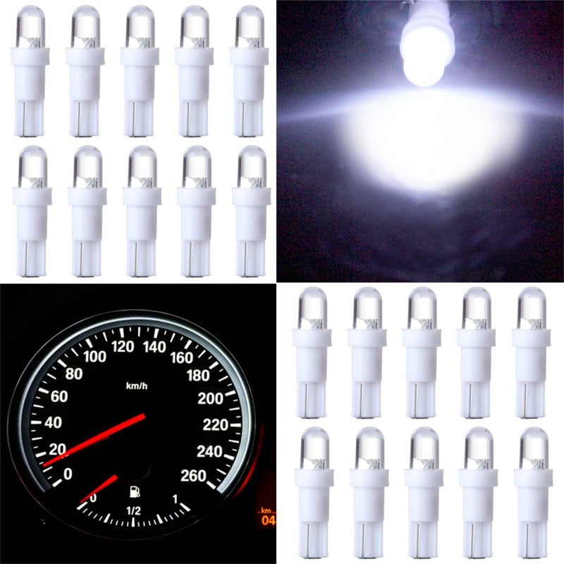 cciyu 20 Pack T5 Wedge 1 LED Car Auto Dashboard Gauge Side Light Bulb Lamp 37 58 70 73 74 White 12V - Image 3