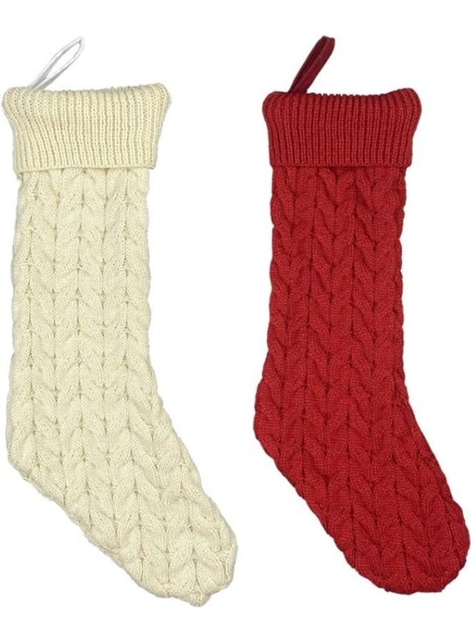 NIBEMINENT Knitted Woolen Socks Pendant Ornament Gift Bag Beige - Image 4