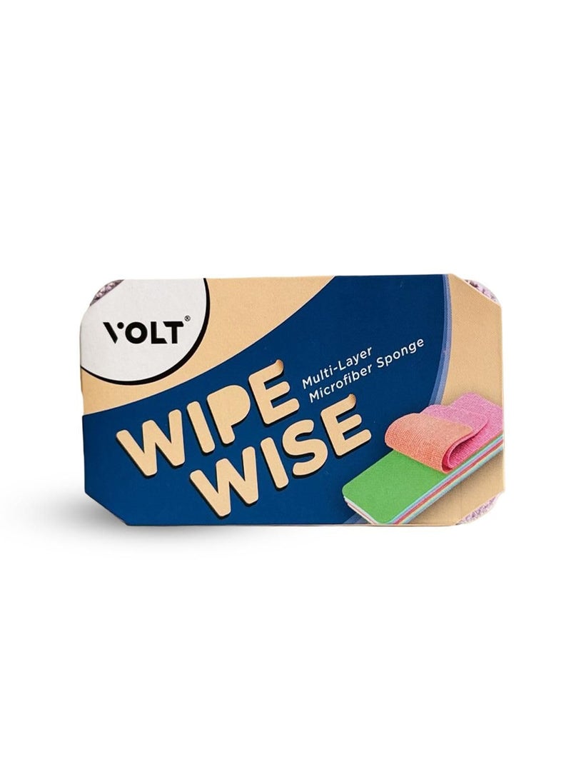 VOLT Wipe Wise 12 Layer Sponge | Multi-Purpose Cleaning Sponge (Pack of 3) | Super Absorbent Micro Fibre | Reusable for Cars, Home, Kitchen, Glass, Furniture & More | Cleaning & Drying Sponge - Image 1