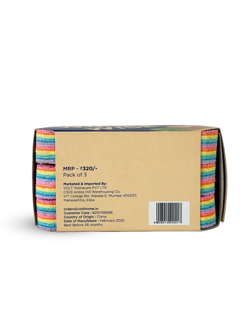 VOLT Wipe Wise 12 Layer Sponge | Multi-Purpose Cleaning Sponge (Pack of 3) | Super Absorbent Micro Fibre | Reusable for Cars, Home, Kitchen, Glass, Furniture & More | Cleaning & Drying Sponge - Image 4