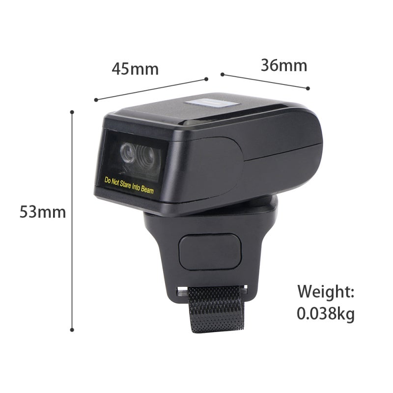 2D Barcode Scanner Portable Finger Handheld Wearable Ring 1D 2D Bar Code Reader BT+2.4G Wireless and Wired Connection Support for Windows iOS Android PC Computers Supermarket Library Express Company - Image 2
