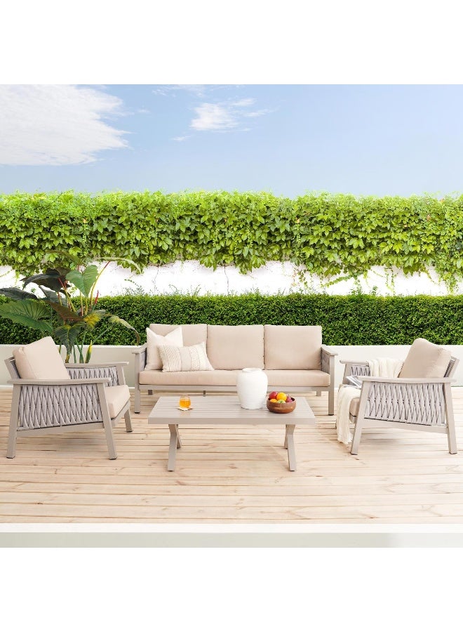 Pan Home Auraam Outdoor Sofa Set 3+1+1+Ct -Beige - Image 3