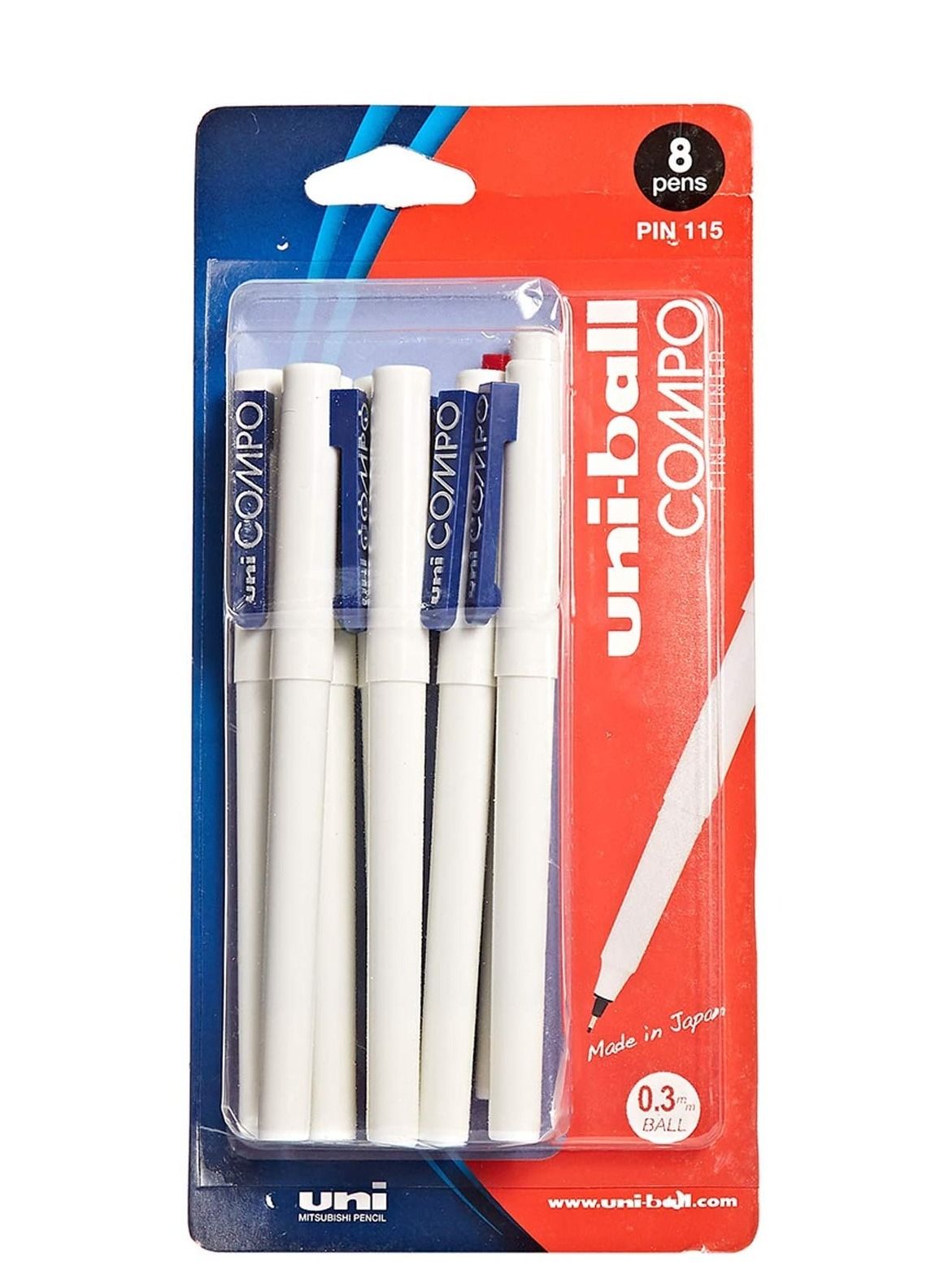Unipen Composition Uniball 8-Piece Uni Compo 0.3mm Tip Pen Blue Ink | Best Price UAE ...