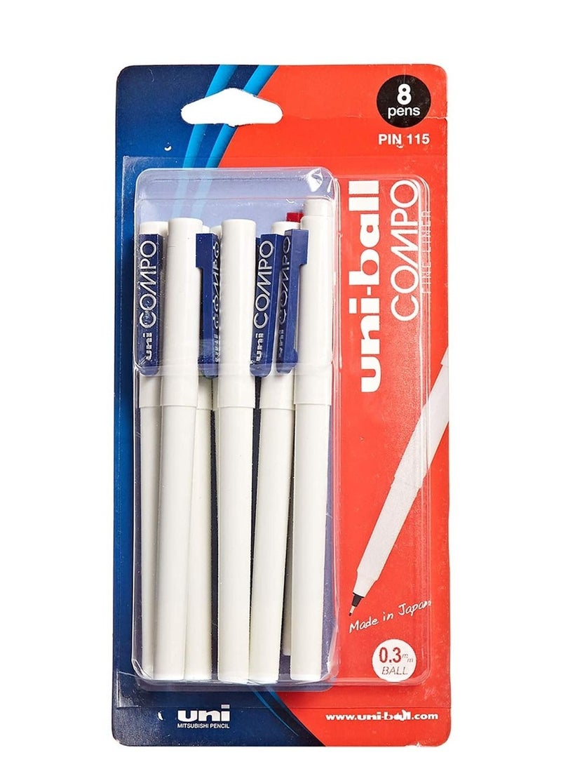 Uniball قلم حبر أزرق Uni Compo 0.3 مم، مكون من 8 قطع  - Image 1