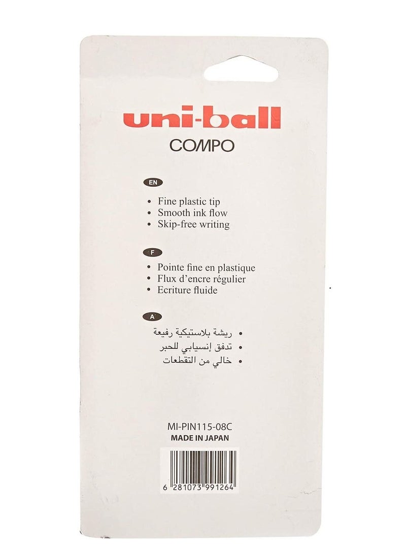 Uniball قلم حبر أزرق Uni Compo 0.3 مم، مكون من 8 قطع  - Image 2