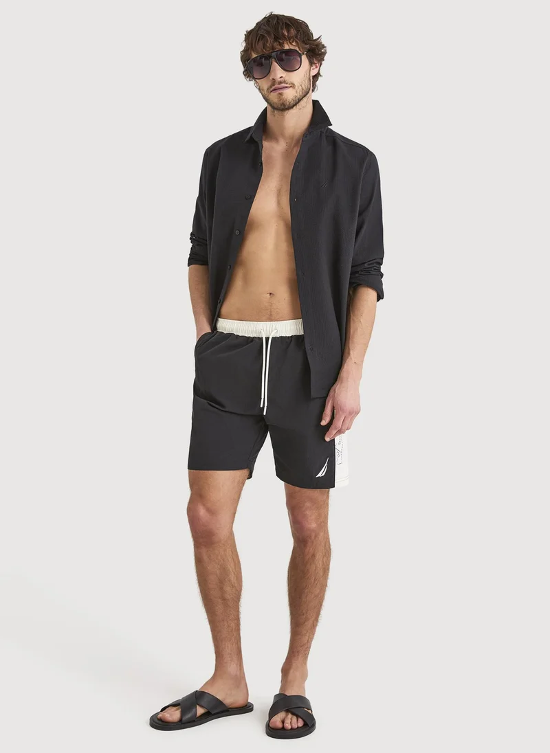 Nautica  Men Regular Fit 7 Inch Swim Shorts for Beach and Pool Days - Black for Men | Best Price UAE