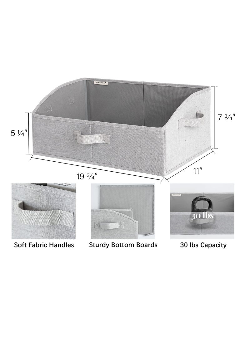 KASTWAVE - Closet Storage Bins, Trapezoid Storage Box with Handles, Foldable Organizer Bins and Baskets for Clothes, Polyester Canvas Bins, Jumbo (19.75"L x 11"W x 5.25"H)(3 Pcs, Light Grey) - Image 1