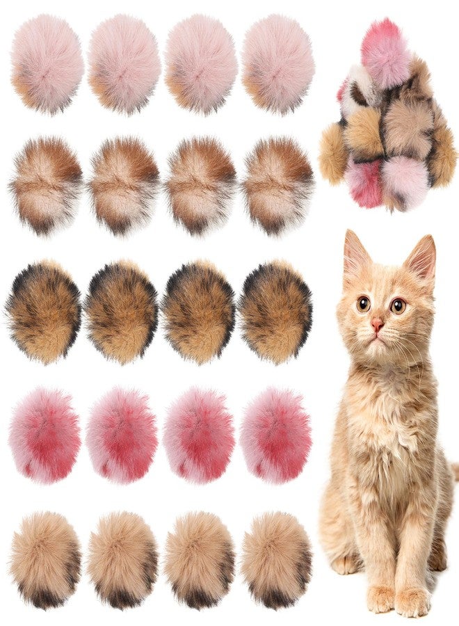 Aeaocvo 20 PCS Fur Ball Cat Toy, 1.2 Inch Soft Fluffy Rabbit Fur Balls for Cats, Pom Poms Ball Small Cat Toy Balls for Kitten Interactive Playing Chasing Indoor - Image 1