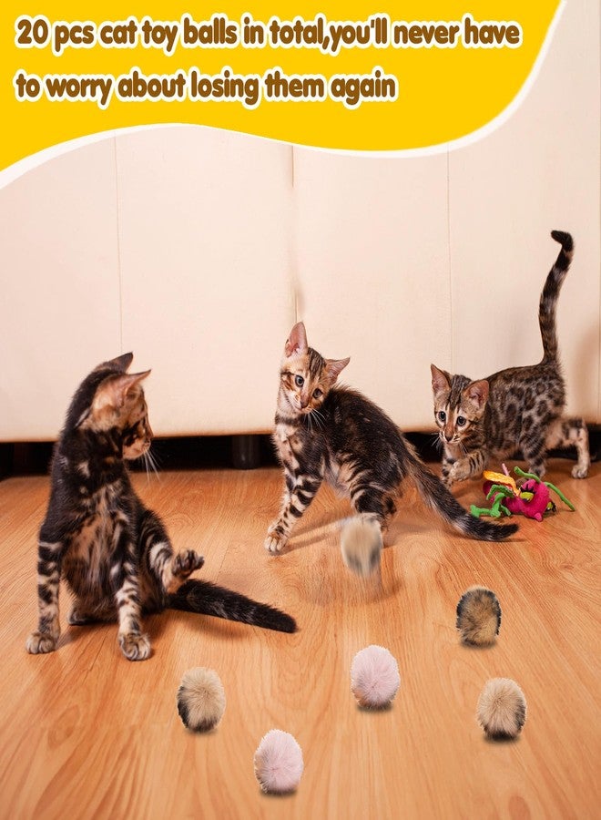 Aeaocvo 20 PCS Fur Ball Cat Toy, 1.2 Inch Soft Fluffy Rabbit Fur Balls for Cats, Pom Poms Ball Small Cat Toy Balls for Kitten Interactive Playing Chasing Indoor - Image 4