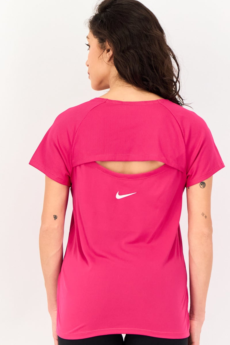 Nike Women Standard Fit Short Sleeve Running Top, Pink - Image 2