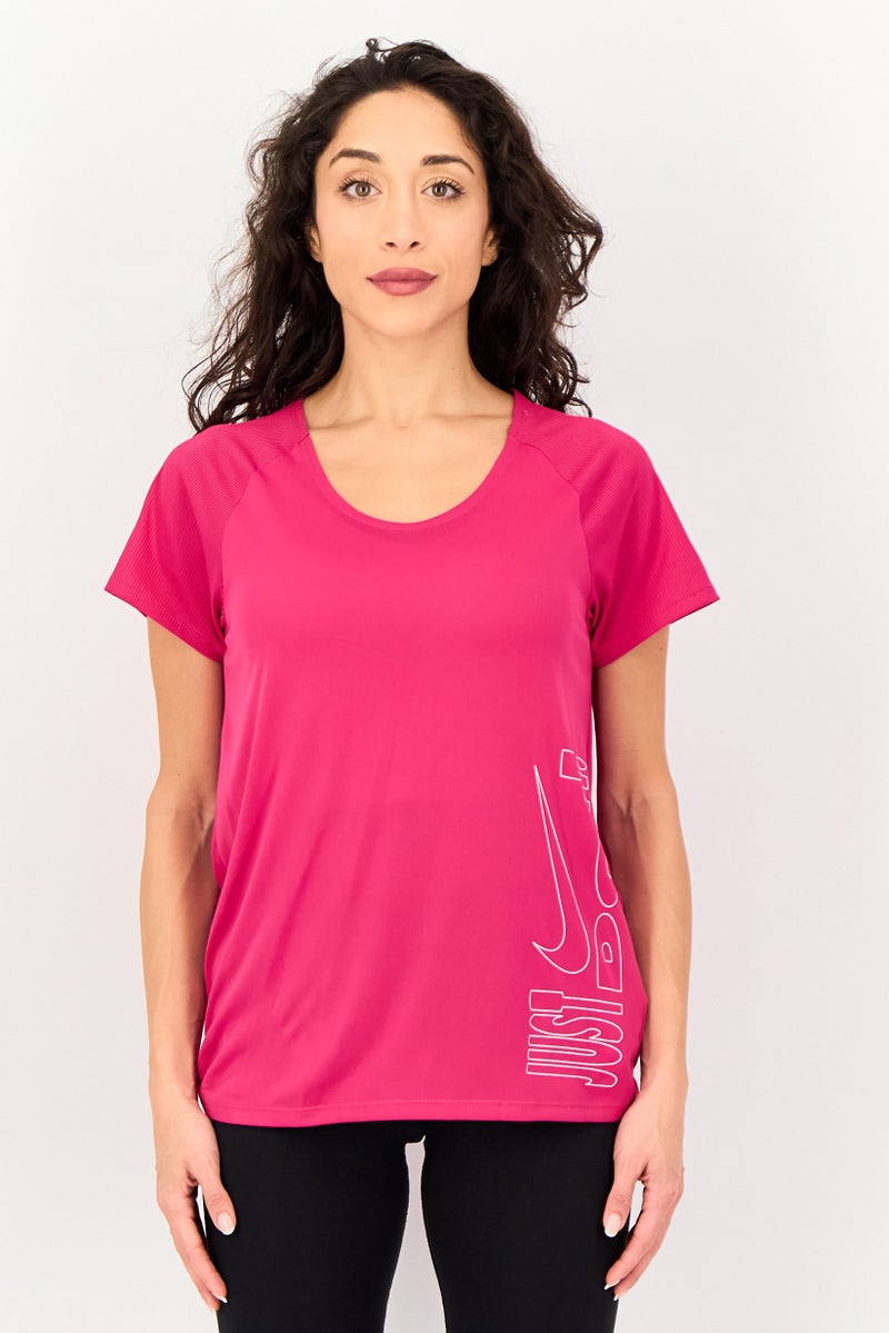 Nike Women Standard Fit Short Sleeve Running Top, Pink - Image 1
