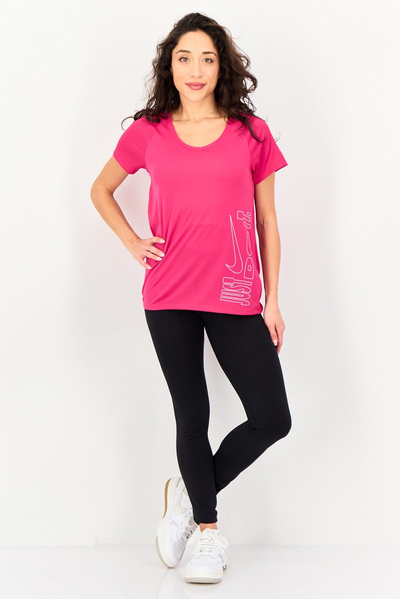 Nike Women Standard Fit Short Sleeve Running Top, Pink - Image 4