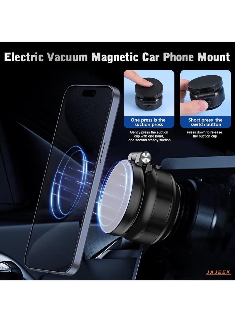 JAJEEK Electric Vacuum Magnetic Suction Phone Mount – 360° Rotating Magnetic Phone Holder, Foldable Smart Double-Sided Suction for Car, Mirror, and Smooth Surfaces (Silver) – Strong Magnetic Car Phone Holder - Image 2