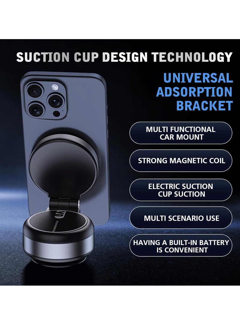 JAJEEK Electric Vacuum Magnetic Suction Phone Mount – 360° Rotating Magnetic Phone Holder, Foldable Smart Double-Sided Suction for Car, Mirror, and Smooth Surfaces (Silver) – Strong Magnetic Car Phone Holder - Image 3