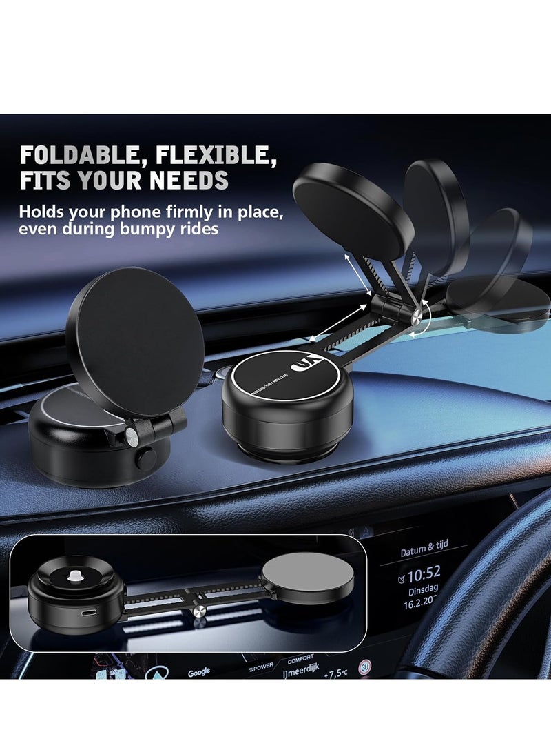 JAJEEK Electric Vacuum Magnetic Suction Phone Mount – 360° Rotating Magnetic Phone Holder, Foldable Smart Double-Sided Suction for Car, Mirror, and Smooth Surfaces (Silver) – Strong Magnetic Car Phone Holder - Image 5