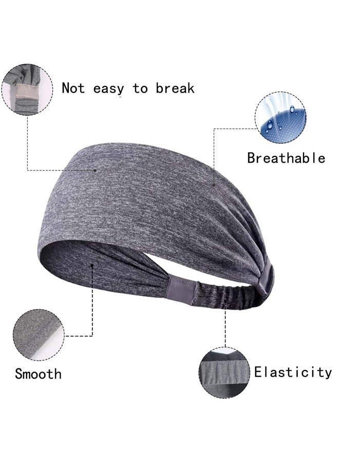 GUSGU 4pcs Yoga Sport Athletic Headband for Women and Men Elastic Wicking Workout Non Slip Lightweight Headbands Headscarf  for Fitness Exercise Tennis Running Gym Dance Black & Gray - Image 5