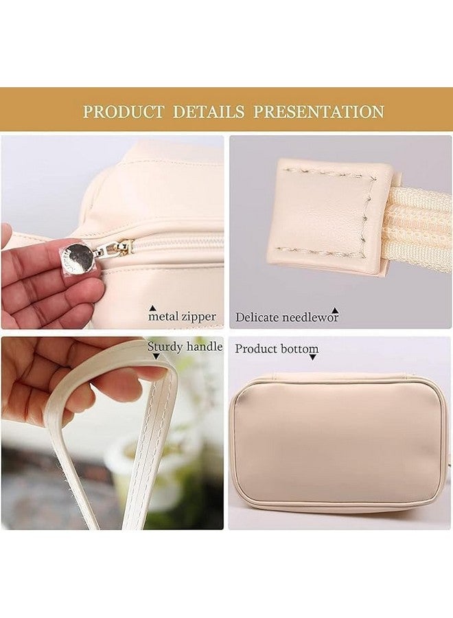 Zerolex Double Layer Cosmetic Bag Portable Leather Toiletry Bag Travel Makeup Bag Large Zipper Pouch Makeup Organizer Bag - Image 4