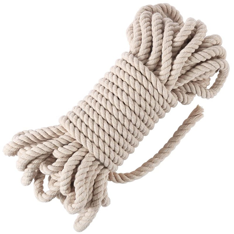 Tenn Well 10mm Macrame Rope, 50 Feet Unbleached Cotton Cord Thick Rope for Crafts, Plant Hangers, Drawstrings, Boho Decor, Nautical Home Decor - Image 1