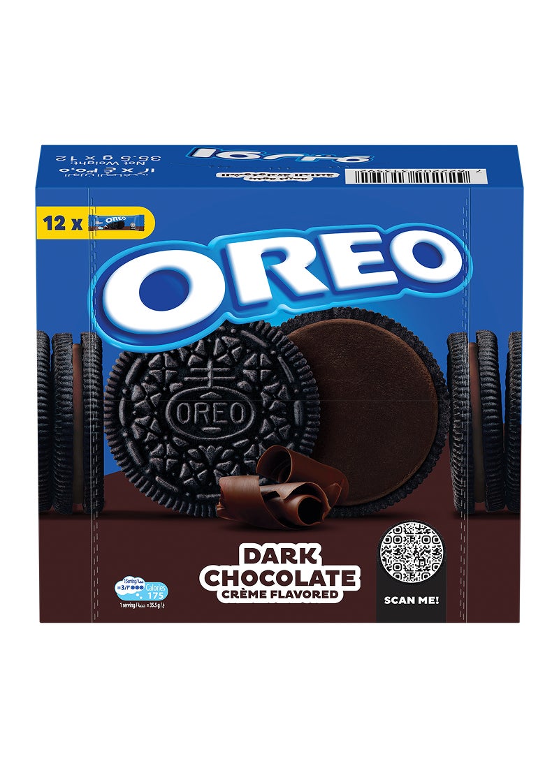 Oreo Dark Chocolate Cookies Sandwich Biscuits 12 x 35.5g - Image 1
