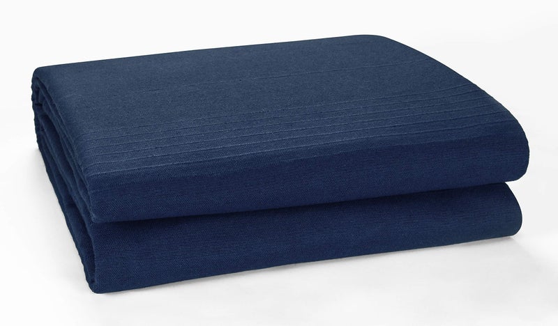 EHC Classic Rib Cotton Throw Sofa Settee Bed Throw Bedspread  250cm x 380cm 100 x 150 Inches Fits 4 or 5 Seater Sofa or Super King Size Bed Navy Blue